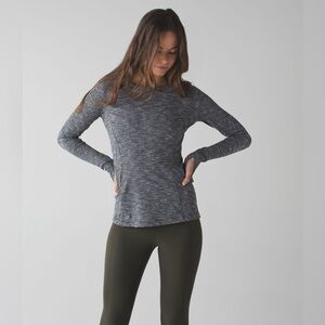 Lululemon Kanto Catch Me Long Sleeve Coco Pique Black & White — Size 4